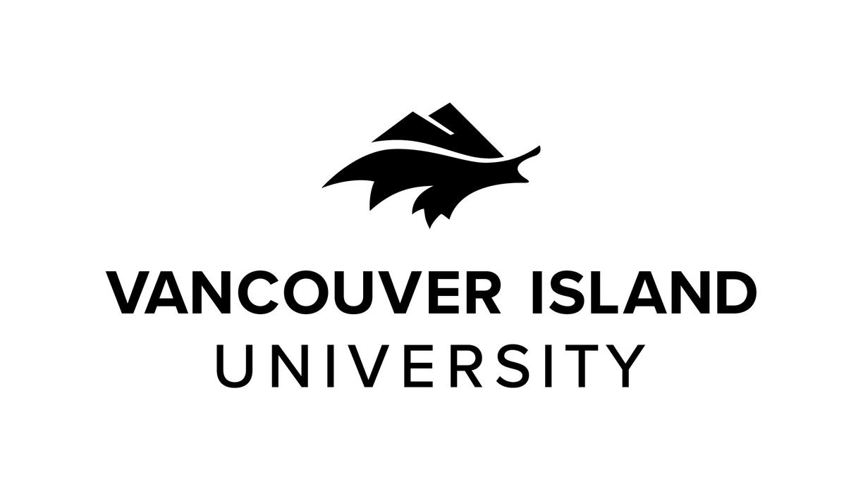Vancouver Island University logo in black with a graphic of a mountain on top of waves.